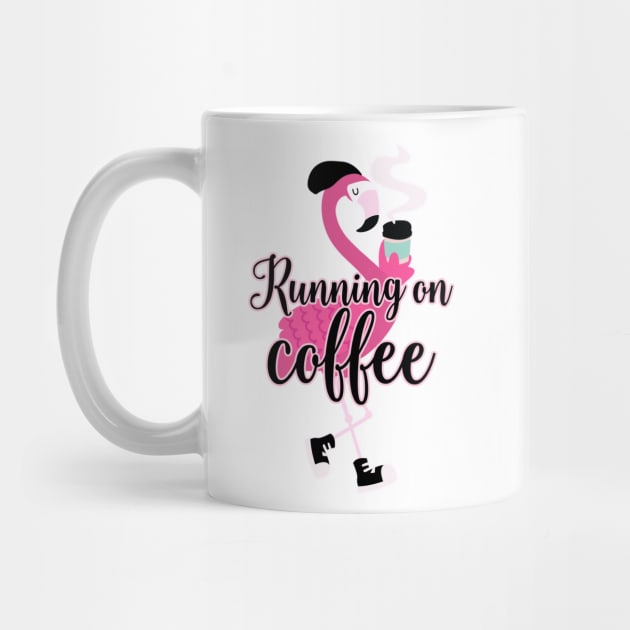 Flamingo Running on Coffee Cute Cafe Pattern Hipster Flamingos by JessDesigns